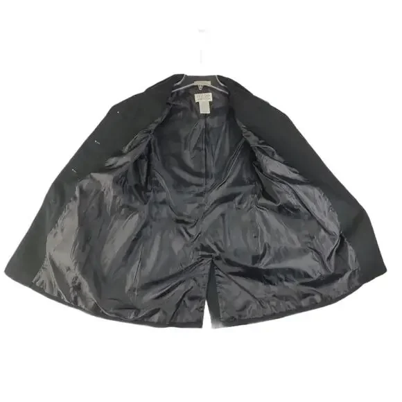 John Paul Richard Women's S Textured Cotton Black Trench Pea Coat Uniform Petite - Picture 4 of 6